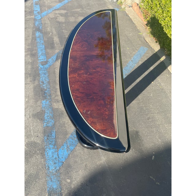 Henredon Scene Three Burl Wood & Black Lacquer Console Table Chairish