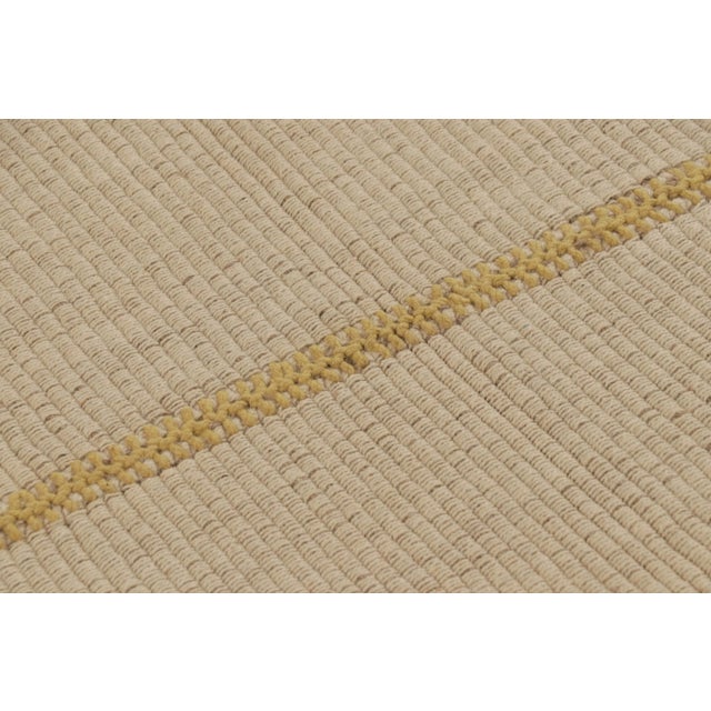Rug & Kilim’s Accent Kilim, Square Rug With Textural Beige and Mustard Stripes For Sale In New York - Image 6 of 8