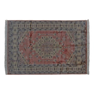 Pakistani Hand-Knotted Lahore Rug in Wool and Silk For Sale