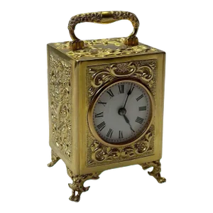 R&c Paris Brass Carriage Clock, Circa 1900's