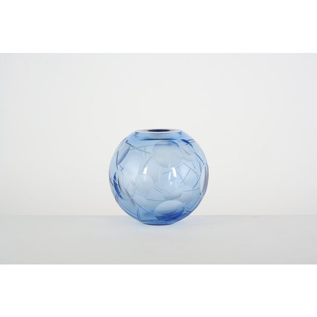 Blue Art Deco Vase by Vicke Lindstrand for Orrefors, 1930 For Sale - Image 8 of 8