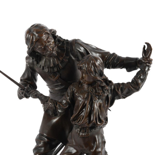 Early 20th Century Bronze Sculpture “Sword Lesson” After Adrien Étienne Gaudez, Classical Figurative Art For Sale - Image 5 of 8