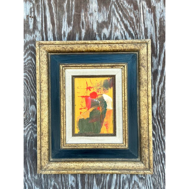 Abstract Vintage Boho Original Abstract Oil on Canvas For Sale - Image 3 of 5