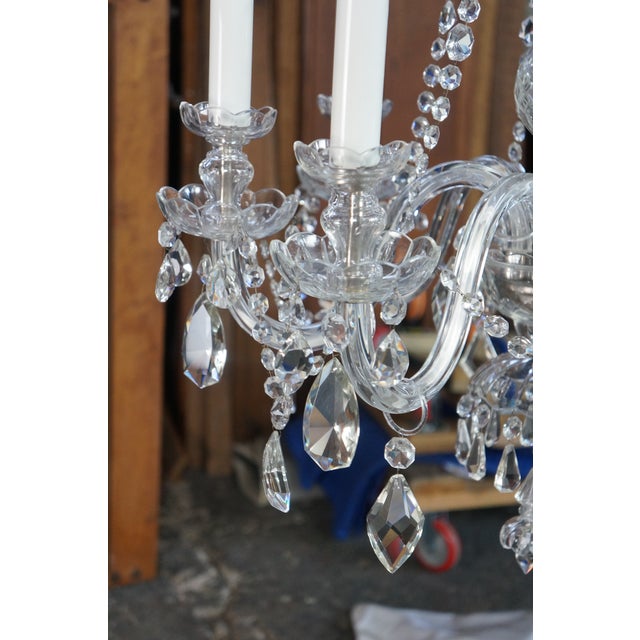 Transparent Vintage Maria Theresa European Bohemian Crystal 6 Arm Candlestick Chandelier For Sale - Image 8 of 18