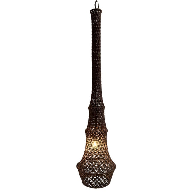 Impressive hand knotted macrame pendant light in a rich chocolate brown color. Wonderful in groupings of different sizes...