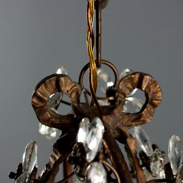 Metal Early 20th Century Copper Metal and Glass Six-Light Chandelier, Italy For Sale - Image 7 of 9