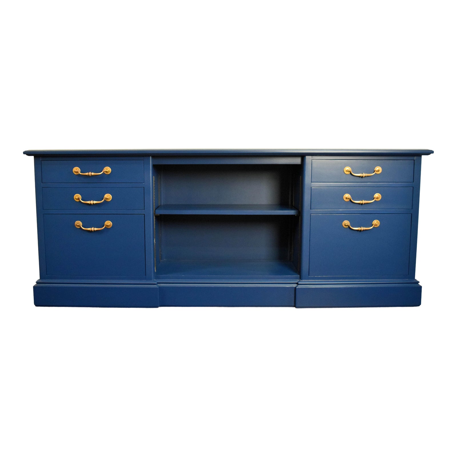 Navy Blue and Gold Credenza / File Tv Stand Chairish