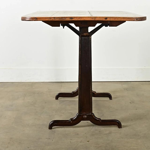 Early 20th Century French Vintage Bistro Table with Wood Top For Sale - Image 5 of 10