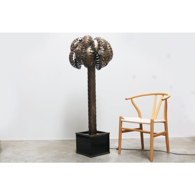 An impressive and highly decorative Palm Tree floor lamp, designed by Christian Techoueyres for Maison Jansen, France,...