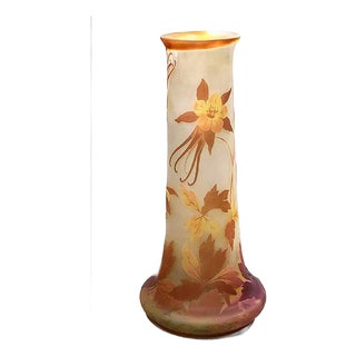Multi-Colored Slender Floral Vase, Emile Gallé For Sale