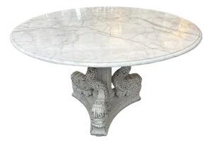 Vintage Italian Wood With Marble Top Table.