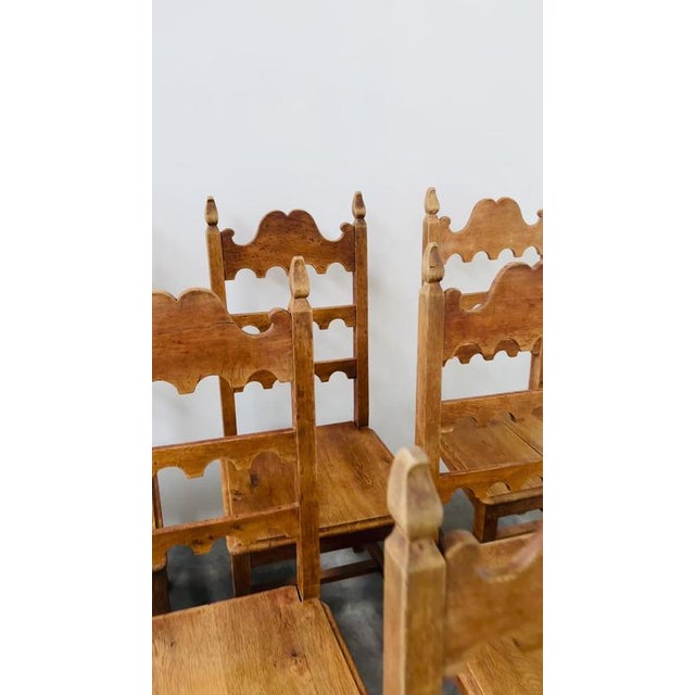Vintage Oak High-Back Dining Chairs, Set of 6 For Sale - Image 13 of 14
