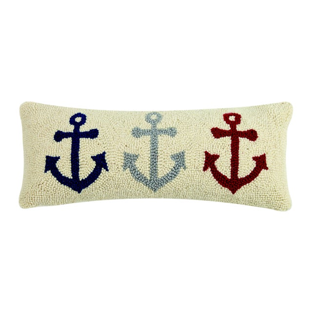 Contemporary Anchor Trio Hook Pillow, 8" x 20" For Sale - Image 3 of 3