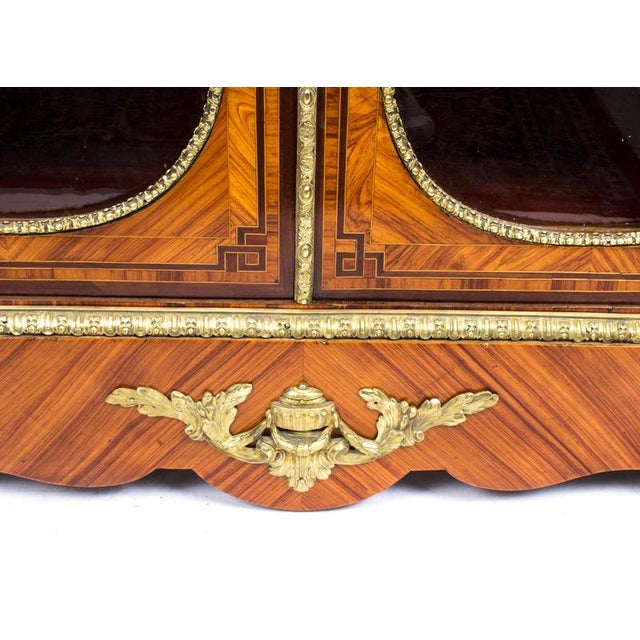 Copper Antique Victorian Burr Walnut Ormolu Mounted Display Cabinet, 1900 For Sale - Image 8 of 18