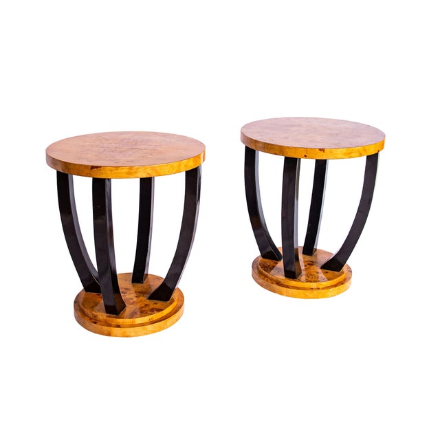 Art Deco Vintage Art Deco Style Burl and Lacquer Side Tables, a Pair For Sale - Image 3 of 11