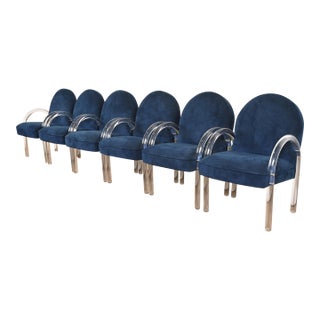 Leon Rosen for Pace Collection Modern Art Deco Lucite Waterfall Armchairs, Set of Six For Sale