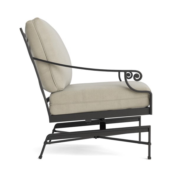 Contemporary Brown Jordan Venetian Motion Lounge Chair, Textured Pewter frame with Fusion Meadow fabric For Sale - Image 3 of 11