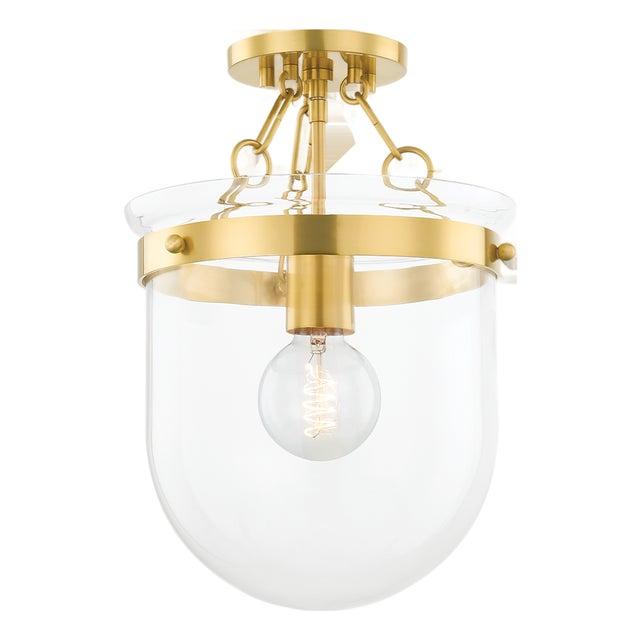 Mitzi Dunbar 10.5 in. 1 Light Semi Flush in Aged Brass Finish For Sale