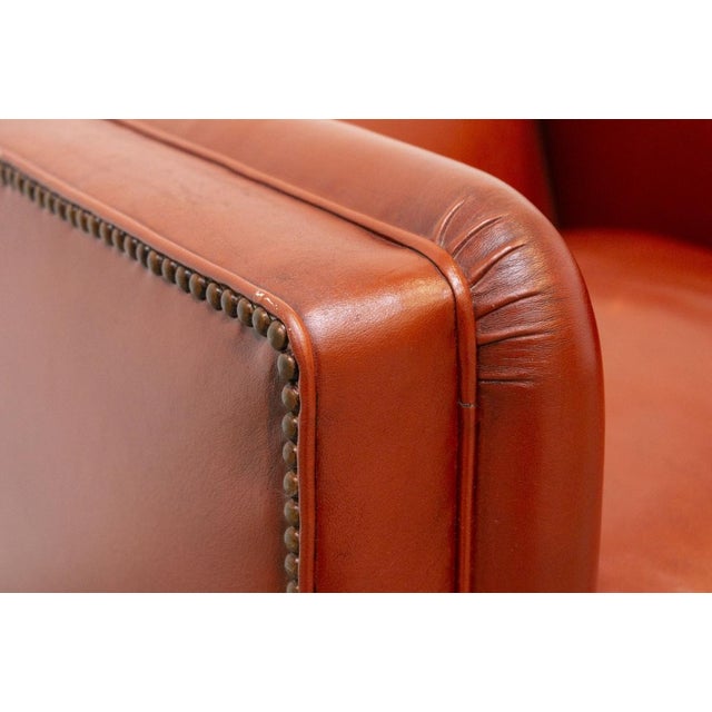 Set of Leather Armchair with Footstool For Sale - Image 5 of 17