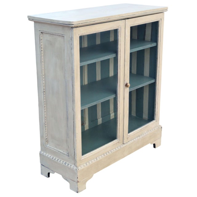 Blue Antique Adjustable Painted Glazed Bookcase, 1890s For Sale - Image 8 of 8
