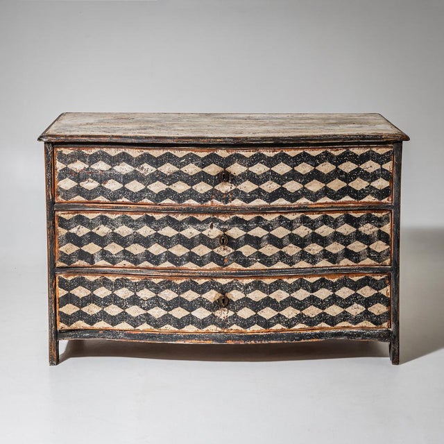 Baroque chest of drawers crafted from spruce wood, featuring a gently bombé front and three drawers offering ample...