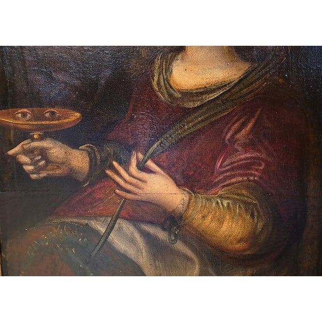Saint Lucia, 18th Century, Oil Painting on Canvas, Framed For Sale - Image 7 of 10