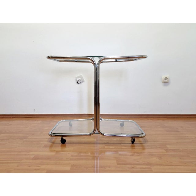 Mid-Century Modern Chrome and Glass Bar Cart, Italy, 1960s For Sale - Image 4 of 14