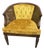 1960s Cane Tub Chair in Vibrant Marigold Slub Velvet - Rare Finished Seat Deck For Sale