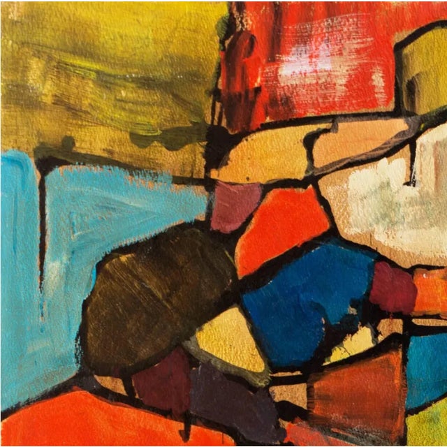 Green 'Abstract in Coral and Turquoise' by Pearl Took, 1968, Woman Artist, Pasadena, Otis Art Institute, Parsons School of Design For Sale - Image 8 of 10