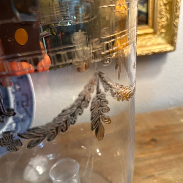 1940s Hand Blown Glass Gold Leaf Hurricane Candle Holder For Sale - Image 9 of 9