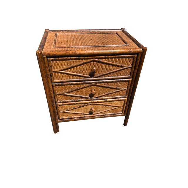 Rattan Wicker & Bamboo Nightstand Chairish