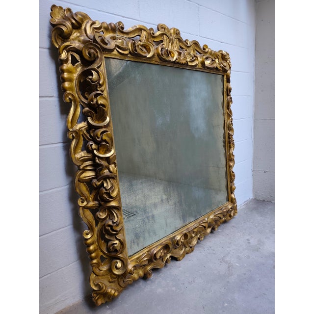 Wood 17th Century Wooden Mirror in Gold Leaf from a Noble Palace in Rome, 1680 For Sale - Image 7 of 13