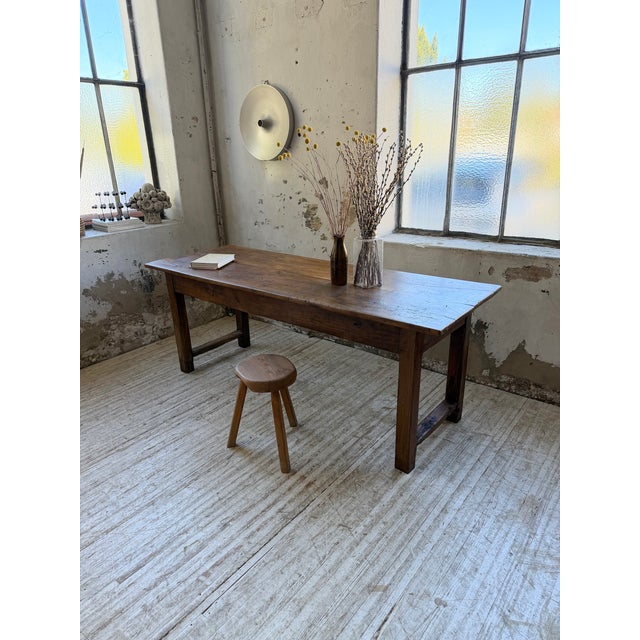 Early 20th Century Antique Rustic Farmhouse Table in Walnut, 1900s For Sale - Image 5 of 18