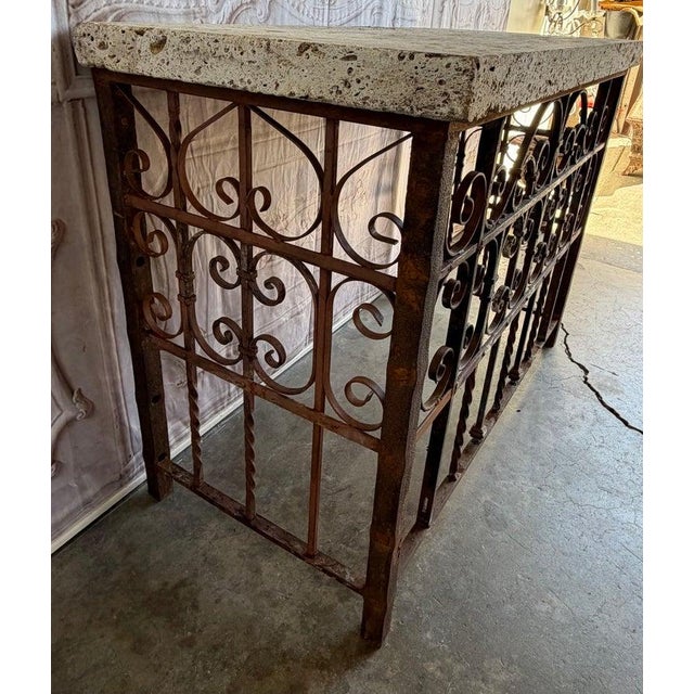 Spanish Revival Console Table - Fossilized Stone Top For Sale - Image 13 of 17