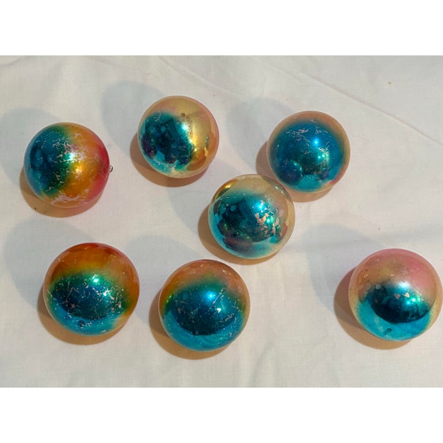 Mid-Century Modern 7 Vintage West German Glass Ombre Christmas Tree Ornaments MCM For Sale - Image 3 of 12
