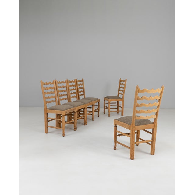 20th Century French Oak Dining Chairs With Upholstered Seats - Set of 6 For Sale - Image 16 of 18