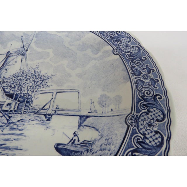 Boch Delfts Extra Large White Blue Porcelain Plate Royal Sphinx Holland 4896b For Sale - Image 9 of 18