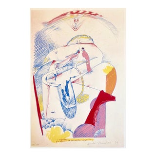 André Thomkins, 1970s Modernist Swiss Colorful Surrealism Signed Dada Lithograph Andre Thomkins For Sale