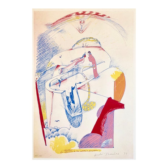 André Thomkins, 1970s Modernist Swiss Colorful Surrealism Signed Dada Lithograph Andre Thomkins For Sale