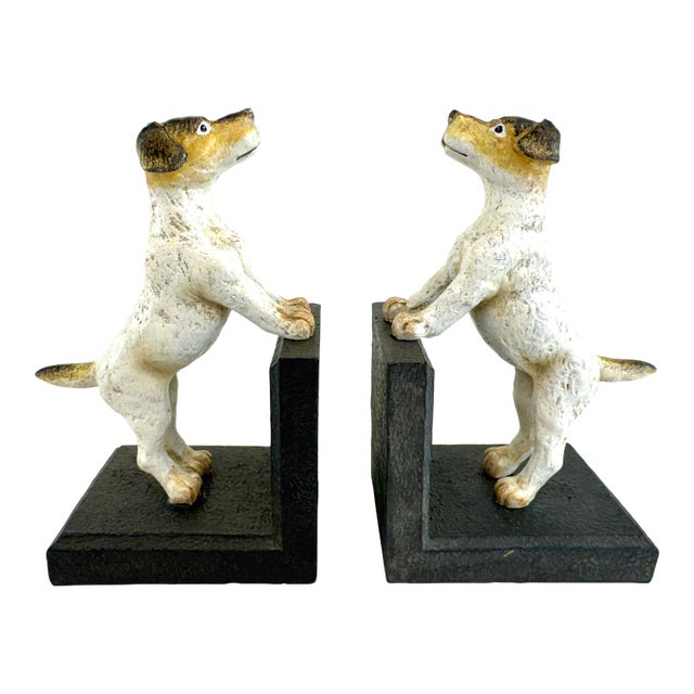 Vintage Cast Iron Dog Bookends, a Pair For Sale