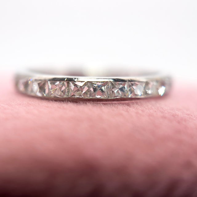 1920s Art Deco Platinum French Cut Diamond Ring, 0.90 Ct, Size 6.75 For Sale - Image 9 of 13