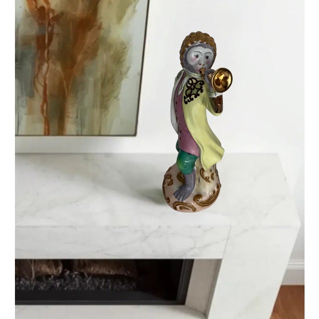13 + In. Meissen Style "Affenkapelle" Monkey Trumpeter Figurine For Sale - Image 13 of 15