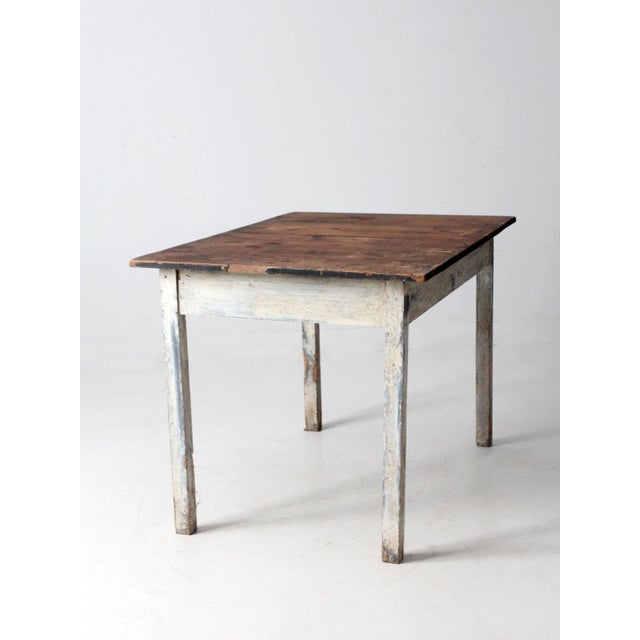 Brown Antique Painted Wood Farmhouse Table For Sale - Image 8 of 18