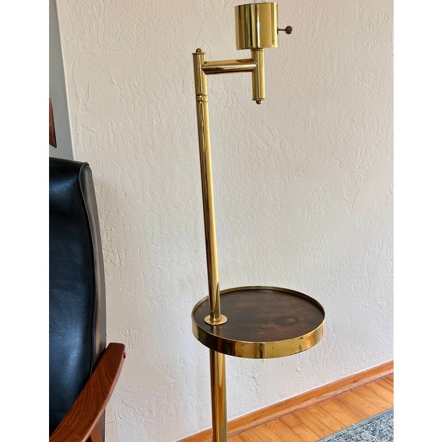 1960s Holywood Regency Brass Floor Lamp With Integrated Table by Hart Associates For Sale - Image 12 of 16
