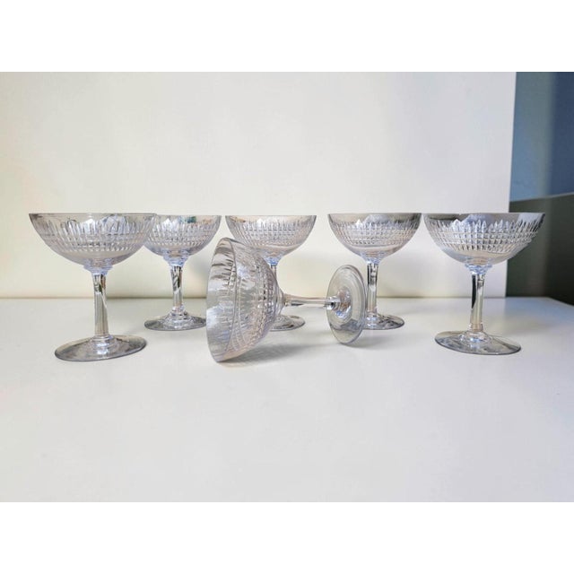 Antique Crystal Champagne Glasses with Nancy Pattern from Baccarat, 1890s, Set of 6 For Sale - Image 9 of 12