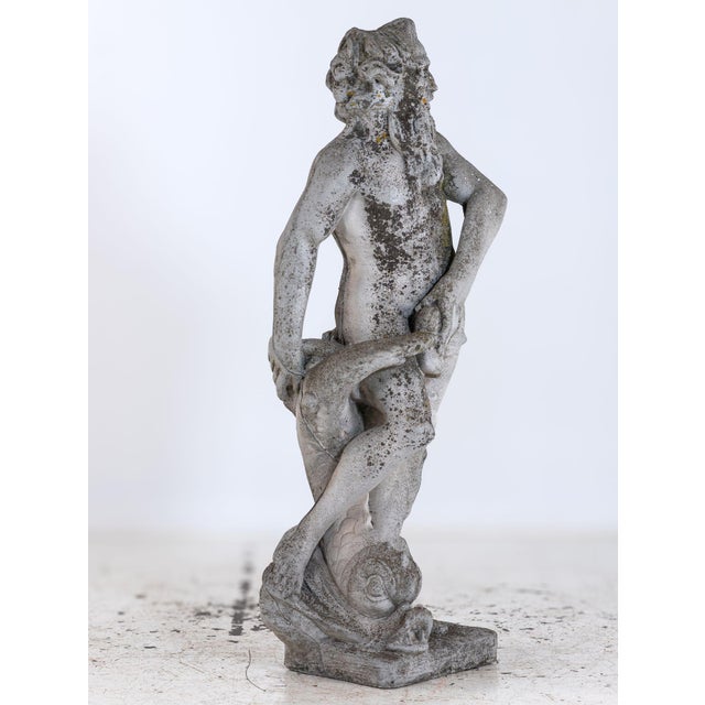 Limestone Garden Figure of Standing Neptune or Poseidon, Denmark Circa 1930–50 For Sale - Image 4 of 11