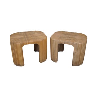 Mid-Century Rattan End Tables - A Pair For Sale