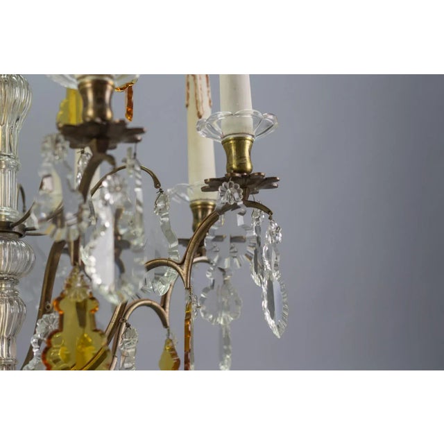 Antique Louis XVI Crystal Glass and Brass Chandelier For Sale - Image 11 of 18