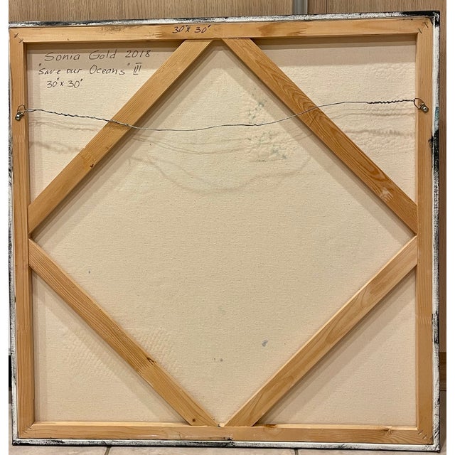 "Save Our Oceans Iii" Contemporary Abstract Modern Painting by Artist Sonia Gold For Sale In Los Angeles - Image 6 of 11
