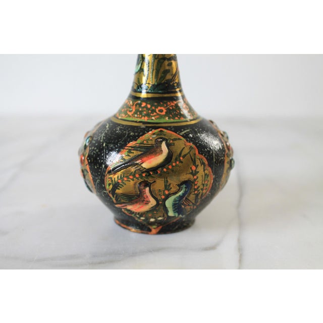 Black Vintage Chinese Hand Painted Cloisonné Vase For Sale - Image 8 of 13